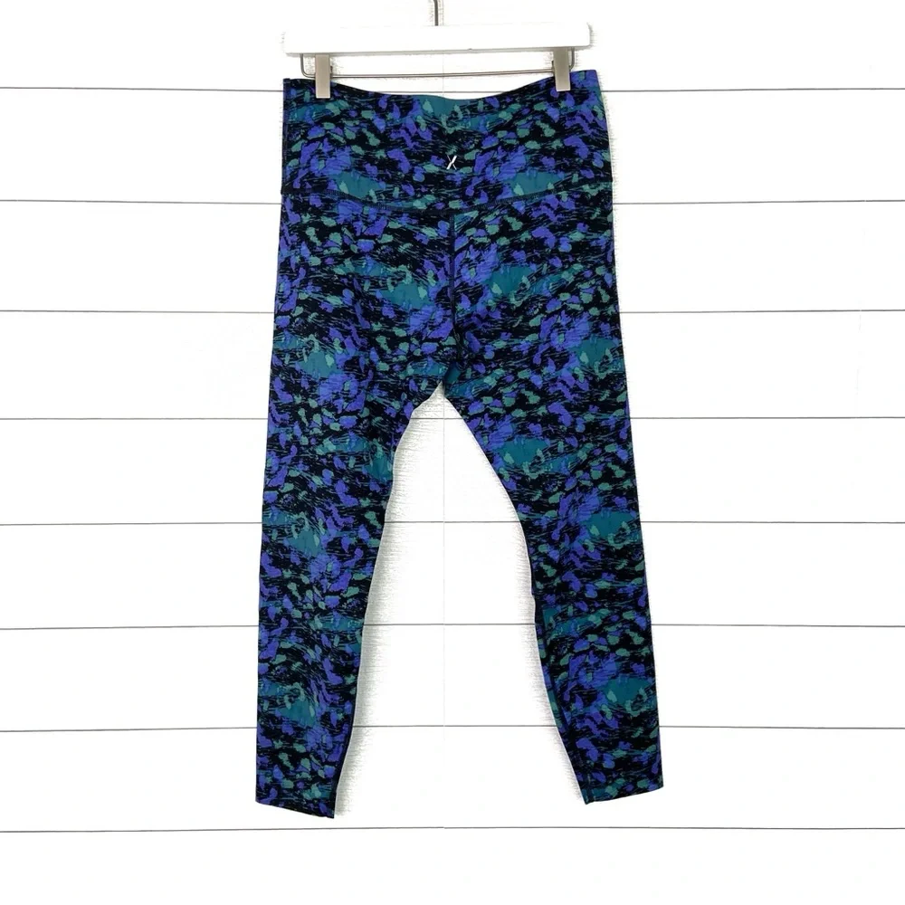 KNIX HiTouch High Rise Legging Fitted Black Purple Green Print XL Workout Active - Picture 6 of 6